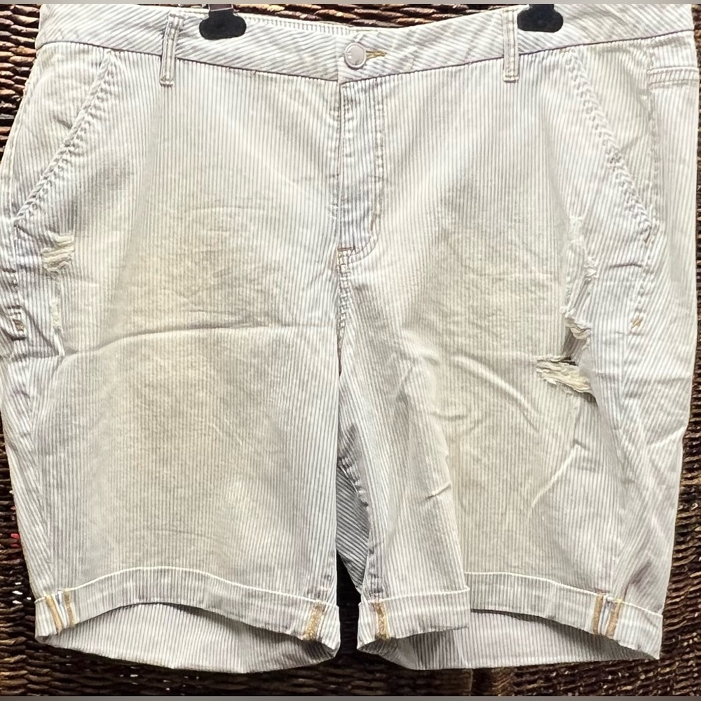 Lane‎ Bryant-Blue/White Striped Shorts- Size:22, Color discoloration design,NWT
